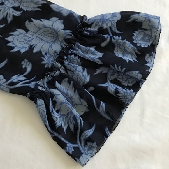 JM COLLECTION Floral Bell Sleeve Blouse Round Neck Blue Women’s Size XL Size 1X - Picture 13 of 16